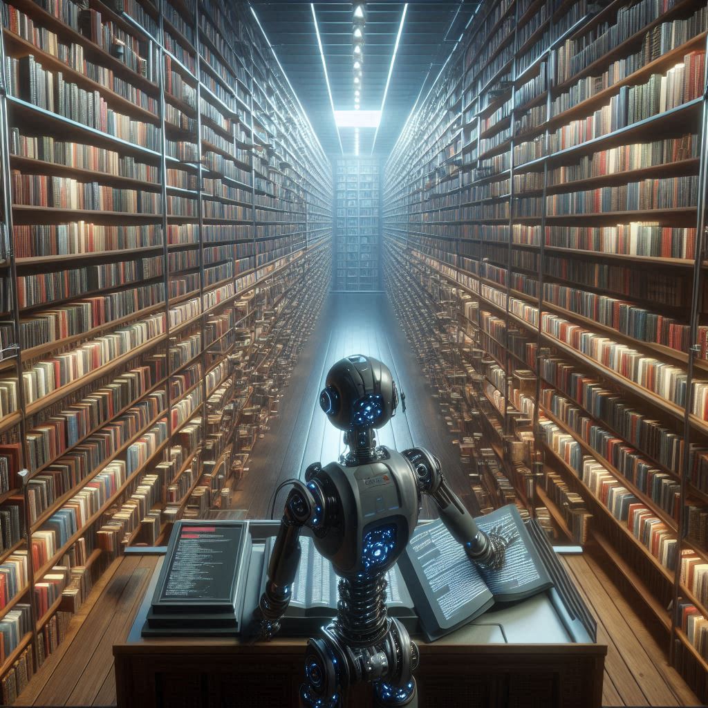 Infinite library with robot librarian